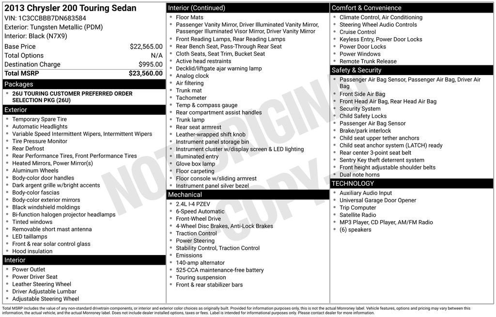 2013 Chrysler 200 Touring