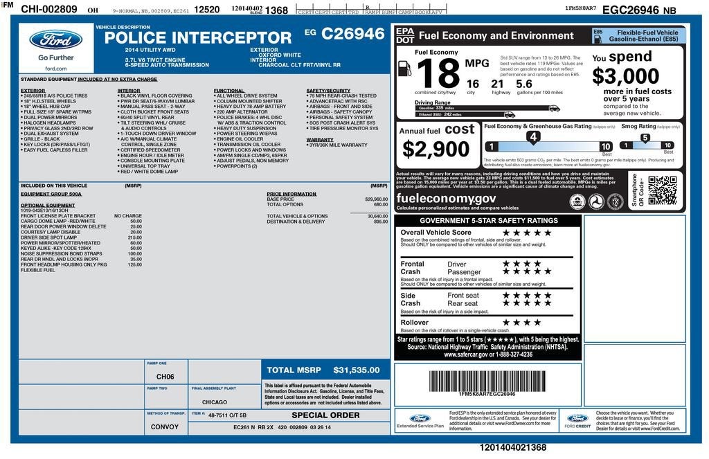 2014 Ford Utility Police Intercepto Base