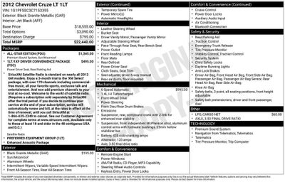 2012 Chevrolet Cruze LT w/1LT