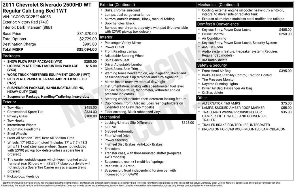 2011 Chevrolet Silverado 2500 HD Work Truck