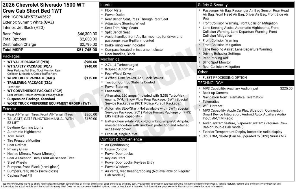 2026 Chevrolet Silverado 1500 WT