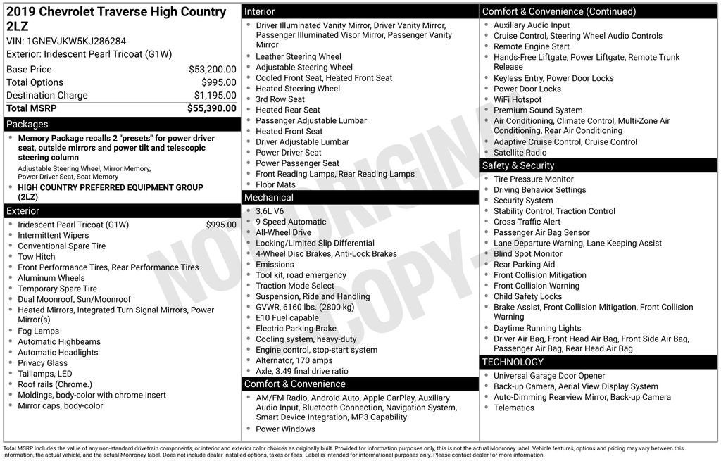 2019 Chevrolet Traverse High Country