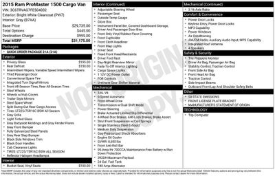 2015 RAM ProMaster Cargo Van Base