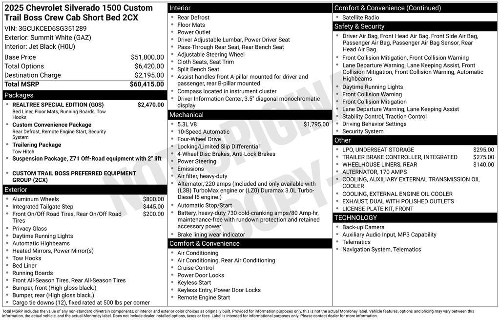 2025 Chevrolet Silverado 1500 Custom Trail Boss