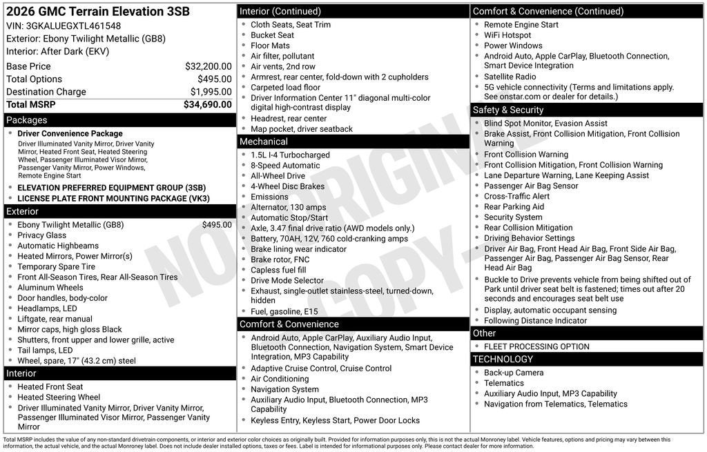 2026 GMC Terrain Elevation