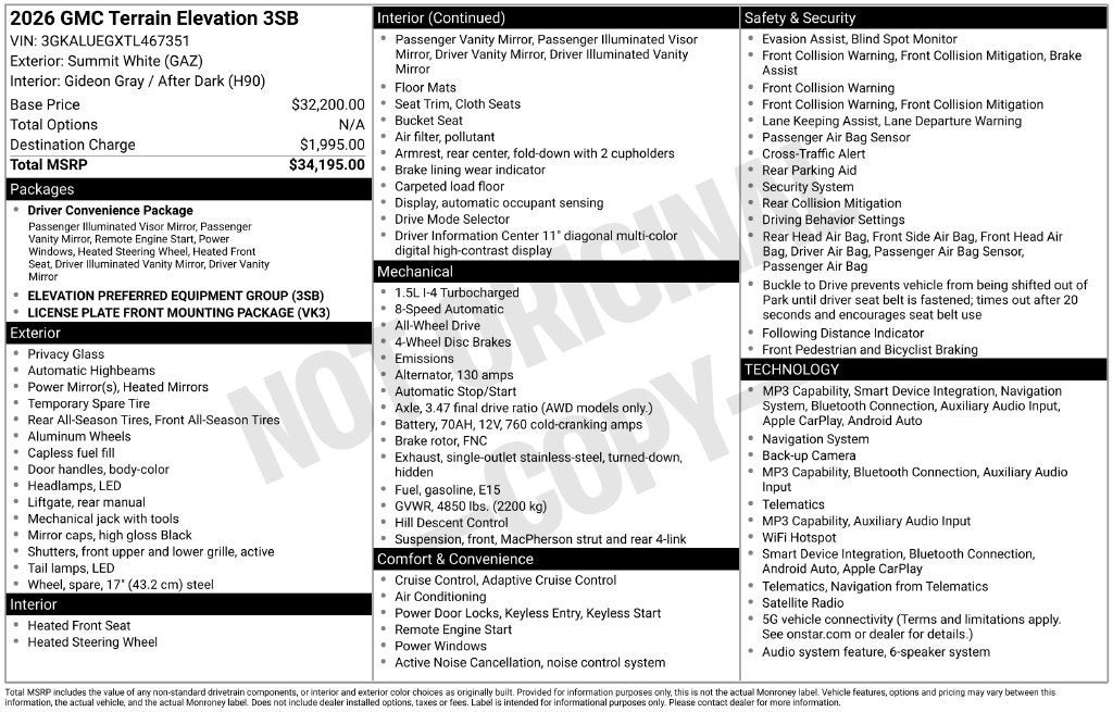 2026 GMC Terrain Elevation