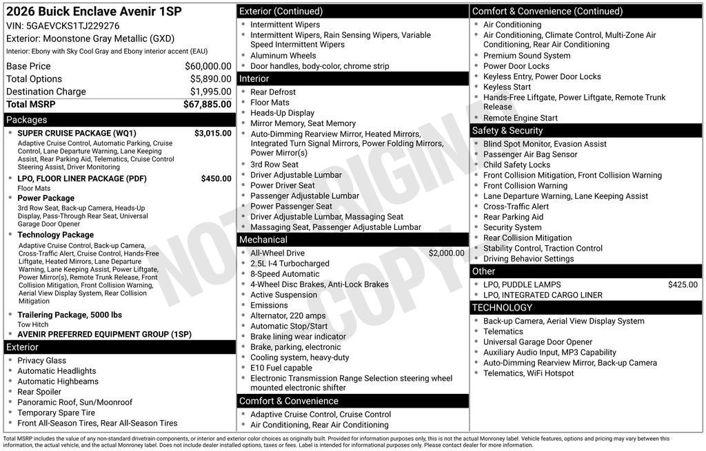 2026 Buick Enclave Avenir
